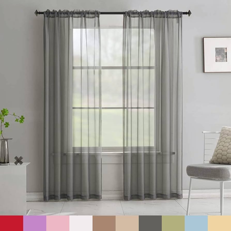 Amazon｜TOAVA DECO グレー シアーボイルカーテン 半透明無地
