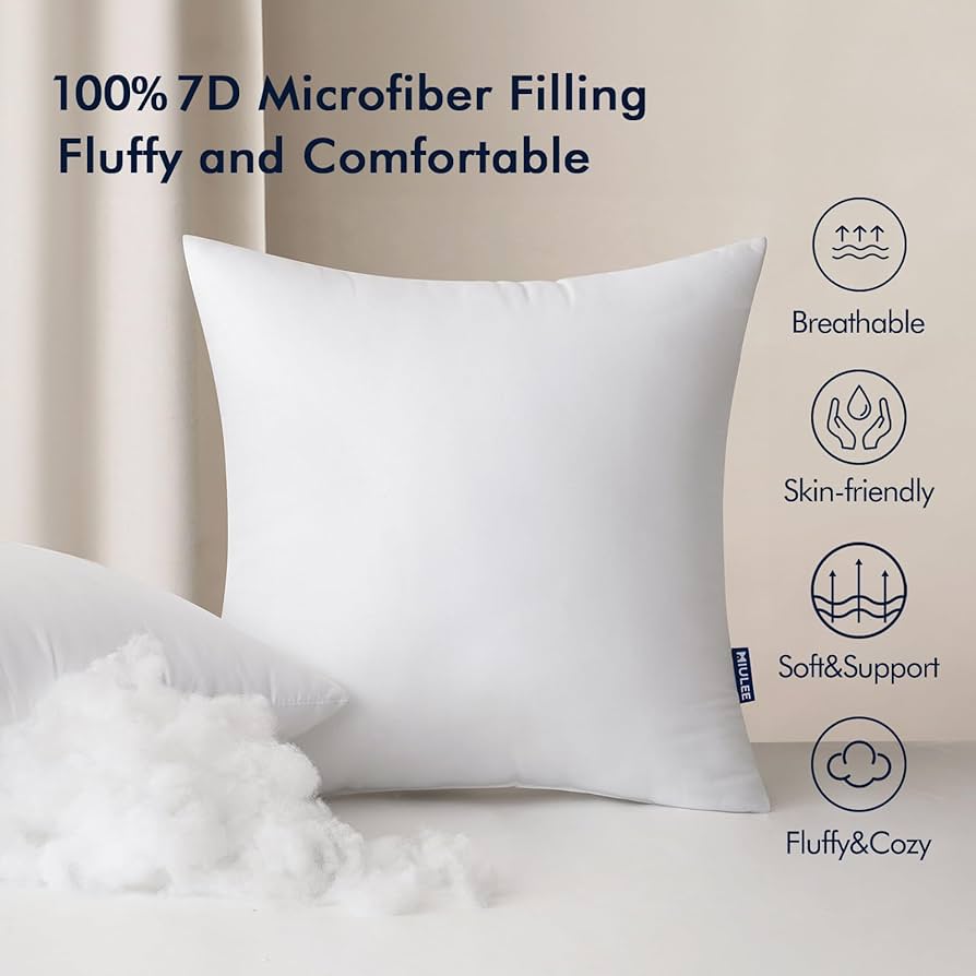 Amazon.com: MIULEE Pack of 4 18x18 Inch Outdoor Pillow Inserts