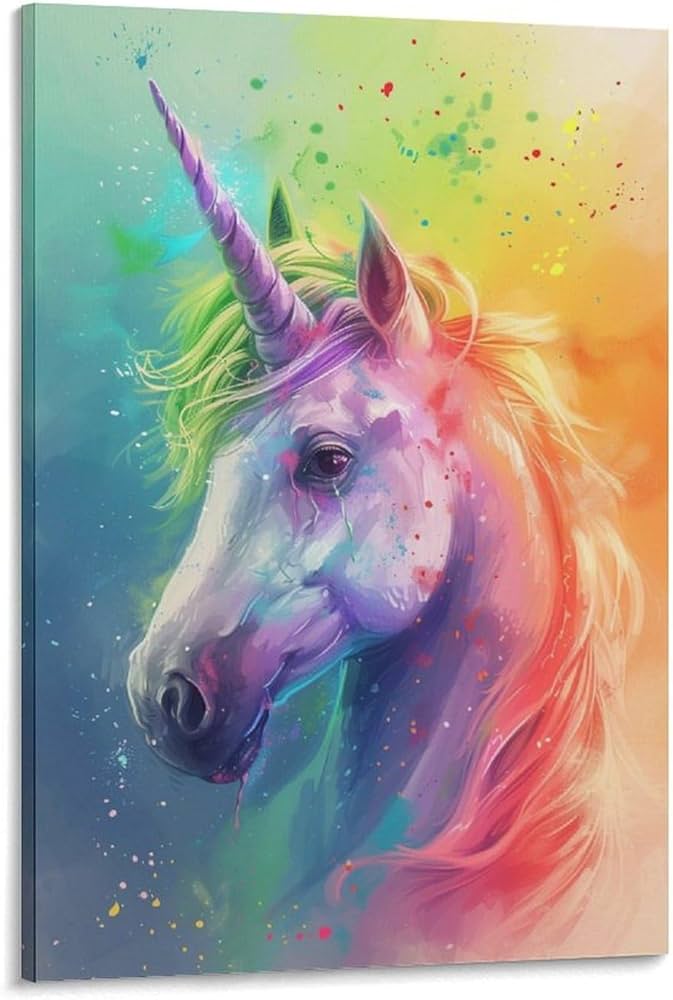 Amazon.co.jp: 絵画 カラフルなユニコーンインテリア 絵画 動物