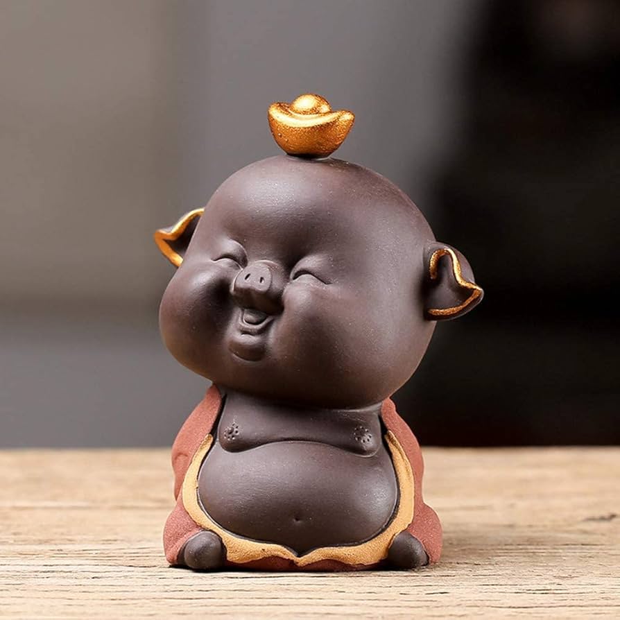 Amazon.co.jp: KINGZHUO 陶器製 かわいい豚の置物 ハンドメイド 笑顔の
