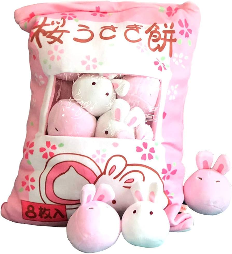 Amazon.com: Nenalayo Cute Bag of Cherry Blossom Bunnies Plush Toy