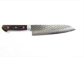 Amazon｜月光作 V金10号 槌目 ダマスカス 三徳 包丁 180㎜ #1706｜三徳