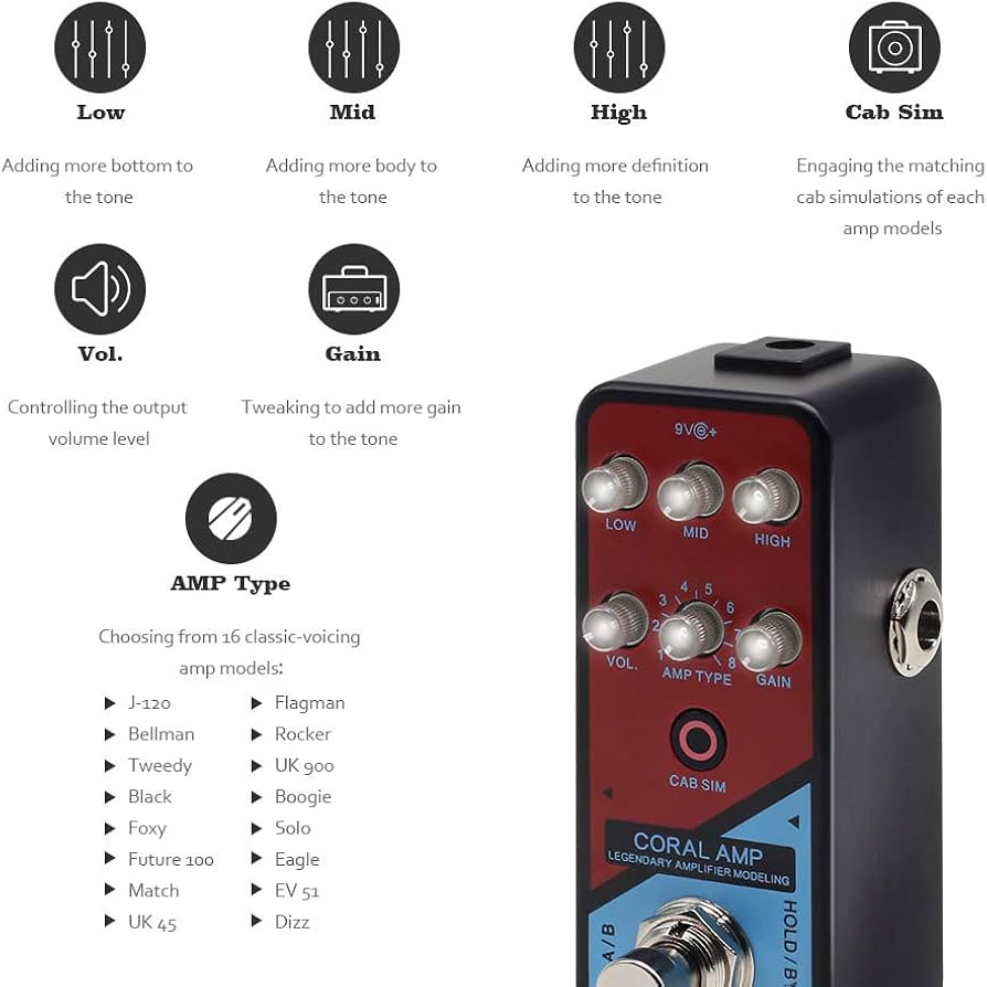 Amazon.com: Valeton Coral Amp Modeling Preamp Digital Amplifier
