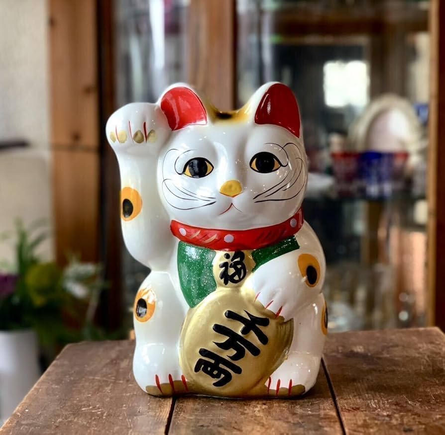 Amazon.co.jp: 招き猫 縁起物 置物 貯金箱 高さ28cm 大型 商売繁盛