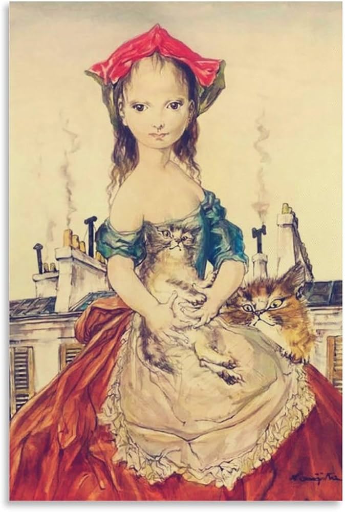 Amazon.co.jp: 藤田嗣治 プリント 有名な絵画の複製 「少女」のアート