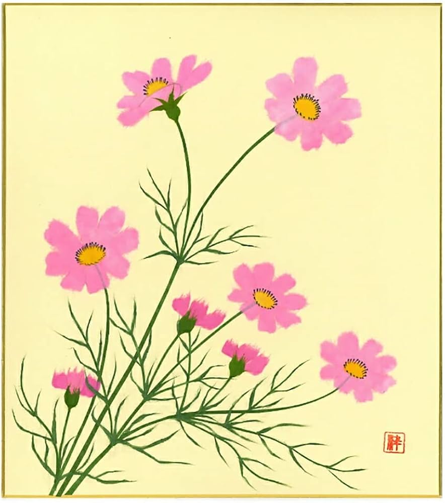 Amazon.co.jp: 完成品 ちぎり絵 色紙 コスモス 石川紙業 242×272mm 花