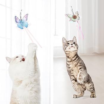 Amazon | SONGWAY 猫おもちゃ 蝶々 ねこじゃらし キラキラ 蝶々6個