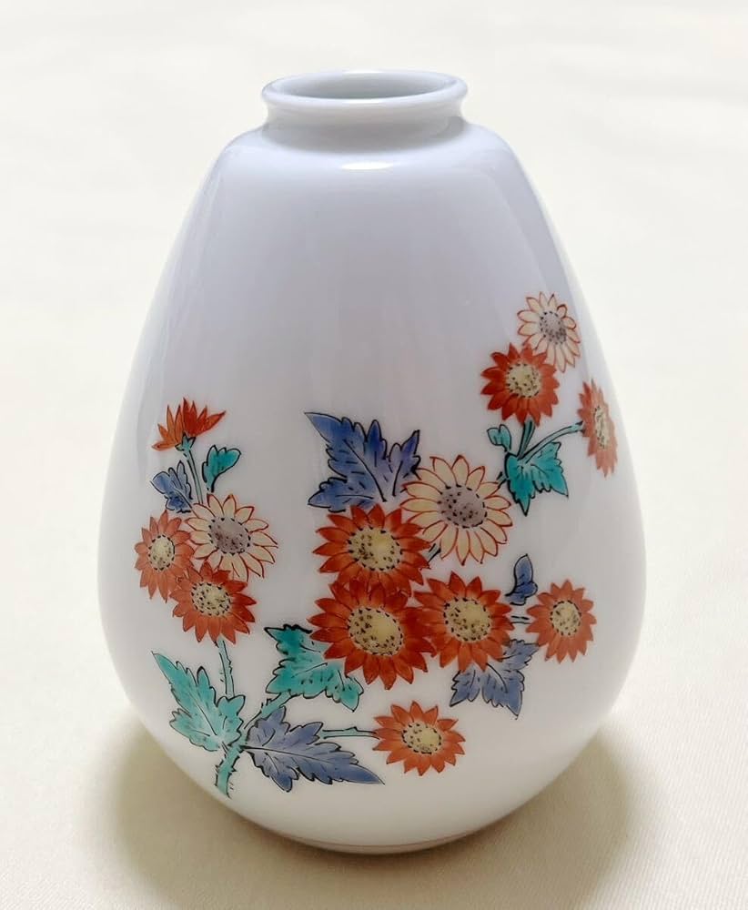Amazon.co.jp: 十四代酒井田 柿右衛門 錦 菊文 一輪生 花瓶 花入 花器