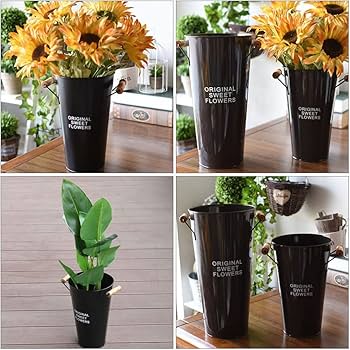 Amazon.co.jp: 花桶 ブリキ 花バケツ フラワーポット レトロ 手持ち