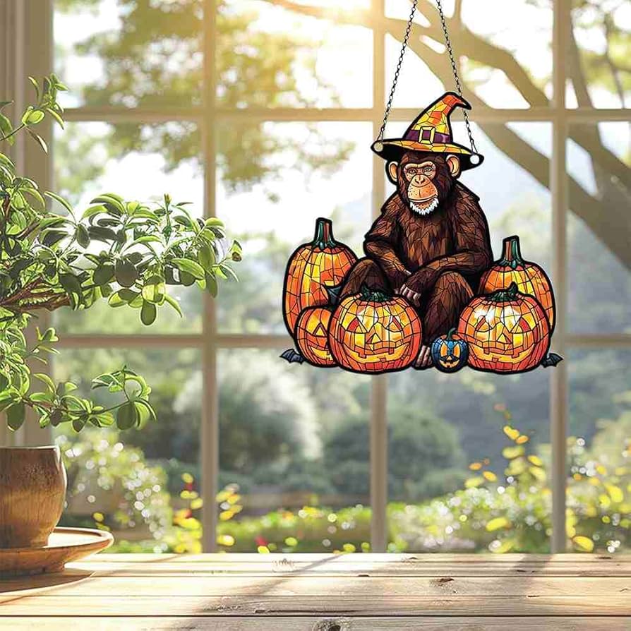 Amazon.com: Monkey Halloween Ornament Acrylic Window Hanging, Gift