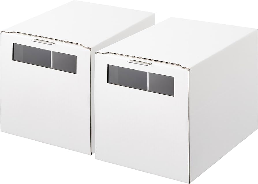 Amazon｜山崎実業(Yamazaki) 窓付き シューズボックス 2個組 トール