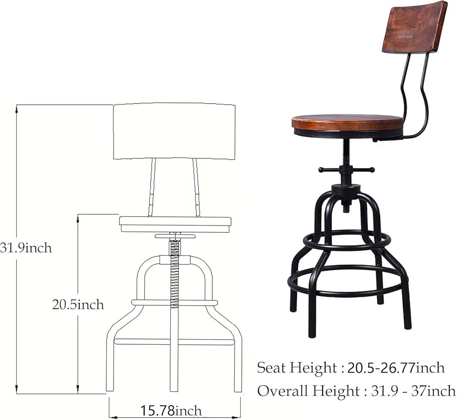 Amazon.com: Diwhy Industrial Vintage Counter Stool, Kitchen