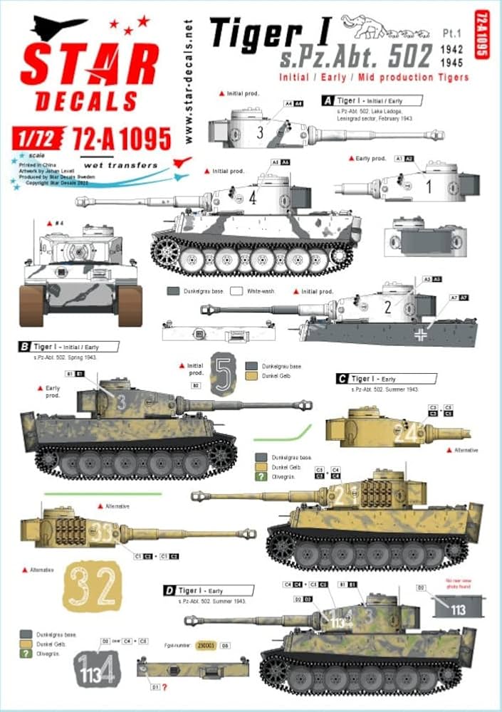 Amazon | スターデカール 1/72 WW2 独 ドイツ国防軍タイガーI 第502重
