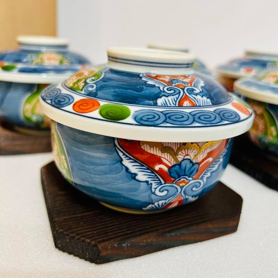 Amazon.co.jp: 有田焼 掛ノ谷窯 金彩染錦 蒸茶碗揃 : ホーム＆キッチン