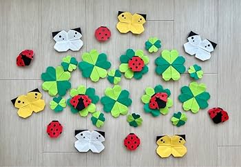 Amazon.co.jp: ハンドクラフト 四つ葉のクローバー てんとう虫 蝶々 夏