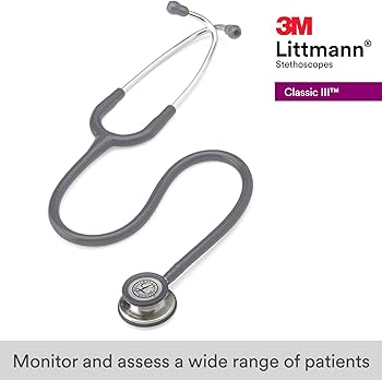 3M Littmann Classic III Monitoring Stethoscope, Grey Tube, 27 inch