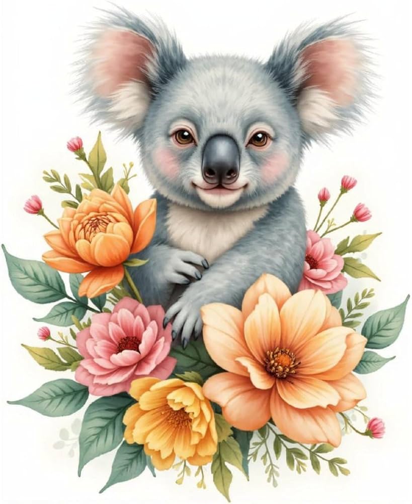 Amazon.com: TZTTZT Koala Floral Art Blossoms Diamond Art Kits for