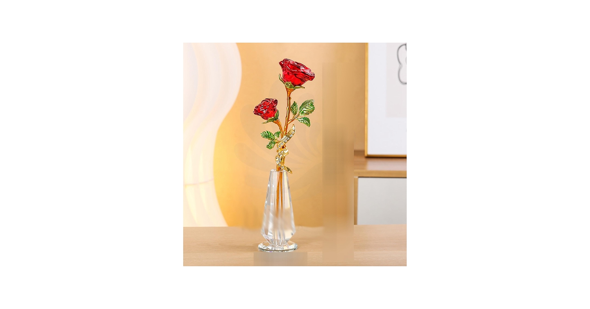 Amazon.co.jp: クリスタルガラス 造花 ガラスフラワー 薔薇 ローズ