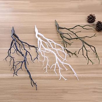 Amazon｜人工の乾燥した木の枝の茎：3本のプラスチック製の偽の青い枝