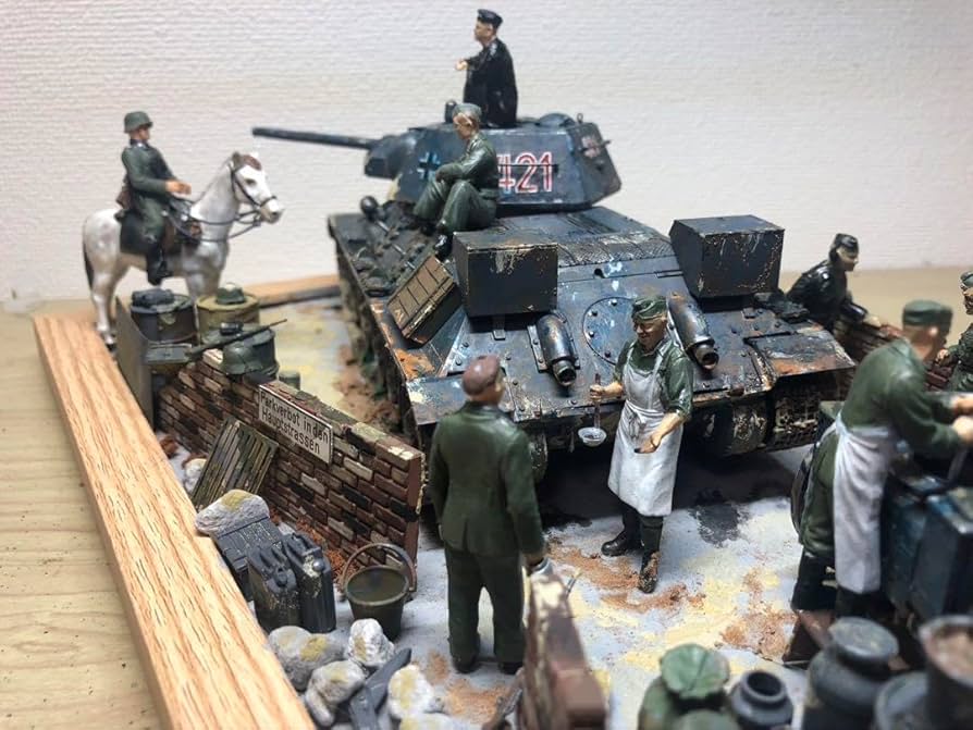 Amazon.co.jp: 戦車 ジオラマ ドイツ軍 T 34、軍馬等 1 35 : おもちゃ