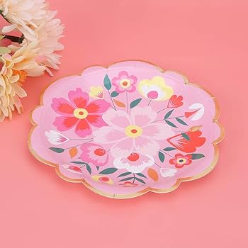 Amazon.co.jp: 使い捨て紙皿 花柄紙皿 アフタヌーンティー皿