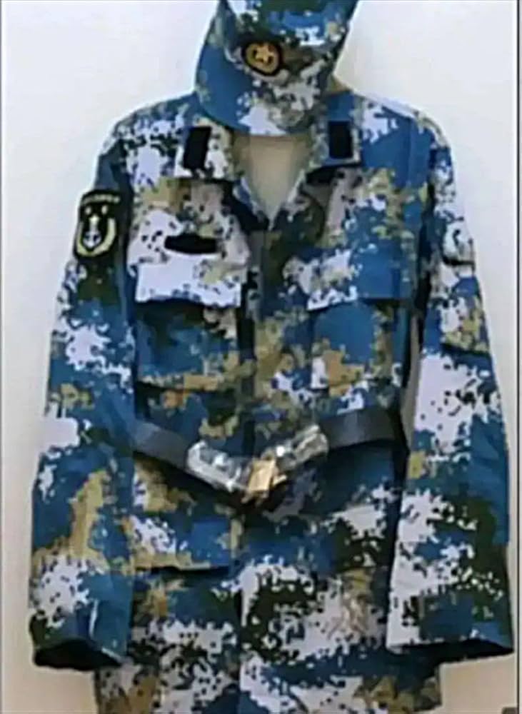 Amazon | 中国軍07式海軍陸戦隊用海洋迷彩戦闘服上下帽子セット | 戦闘