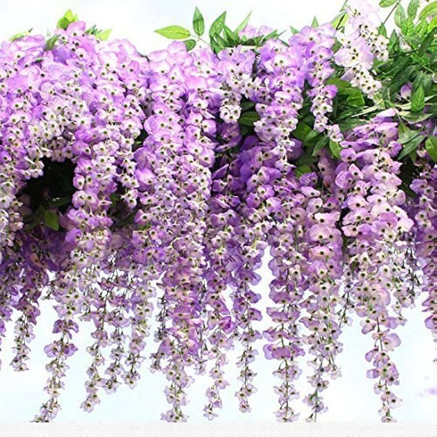 Amazon｜FatColo シルクの藤の造花 ツタ付き 3.4フィート 紫 12点