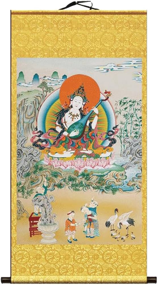 Amazon｜掛け軸 開運画掛軸-七福神 弁財天 床の間 和室 厄除け 仏画