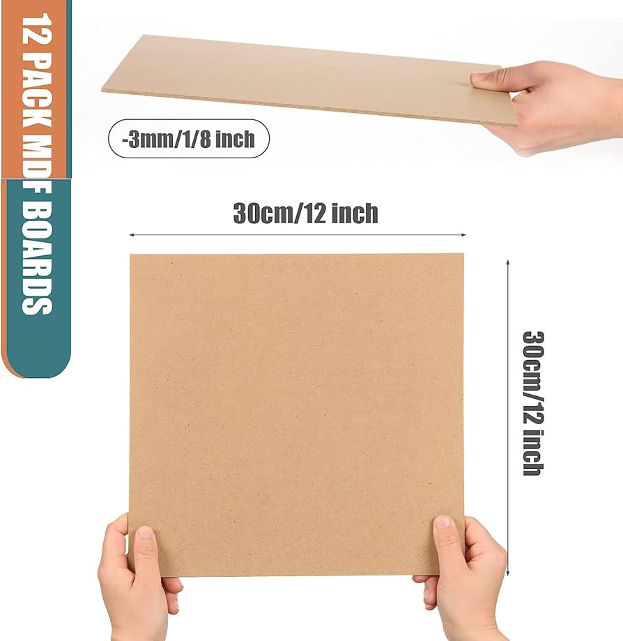 Amazon.com: 12 Pack MDF Wood Board for Crafts 12x12x1/8 Inch-3 mm
