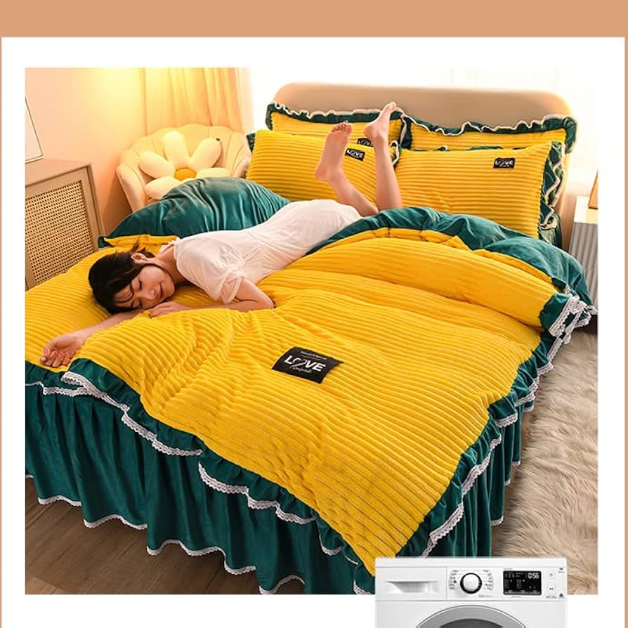 Amazon｜フリース寝具キングサイズセット,4 個シーツ 2 人スカート