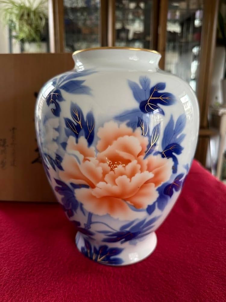 宮内庁御用達 深川製磁 有田焼 花瓶 官窯染付 鳥 白磁 藍絵 特大 花入