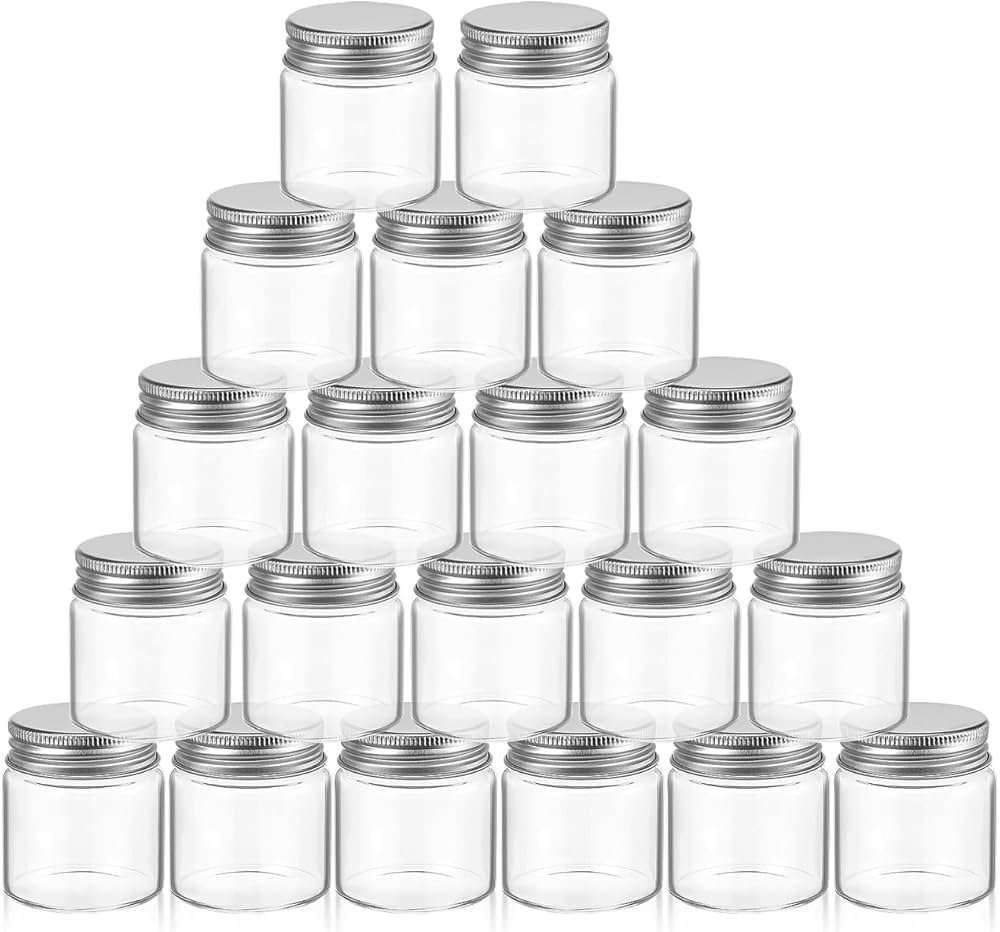 Amazon｜Cabilock 20個 密閉蓋付きミニガラス瓶 47*50 50ml 20個