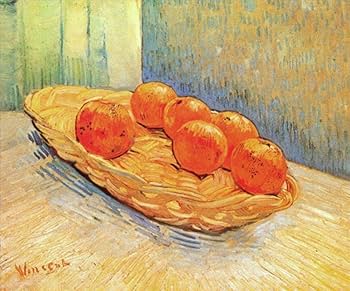Amazon.co.jp: 油絵 21 点 バスケットと 6 つのオレンジのある静物画