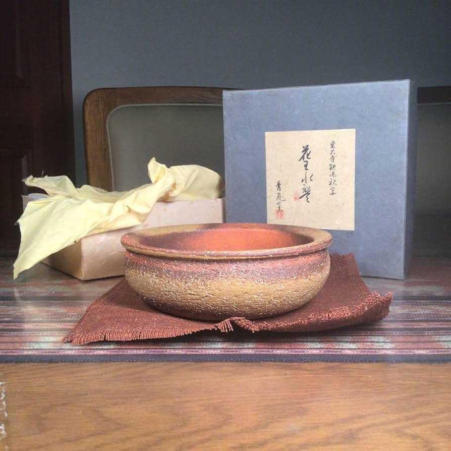 Amazon.co.jp: 幽玄焼 京都四条たち吉 青嵐窯 東大寺鉄湯称写 花生水盤