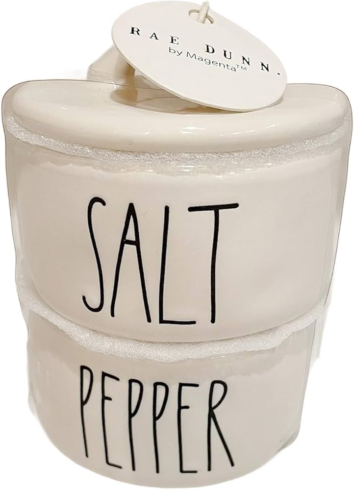 Amazon.com: Rae Dunn By Magenta 2 Piece SALT & PEPPER Stacking