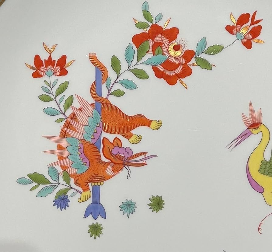 Meissen マイセン/※ 1級品 26cm柿右衛門様式 獅子 鳳凰飾り皿