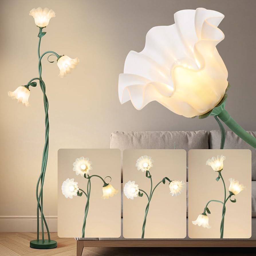 WERFOP Flower Floor Lamp for Bedroom, LED Standing Reading Lamp