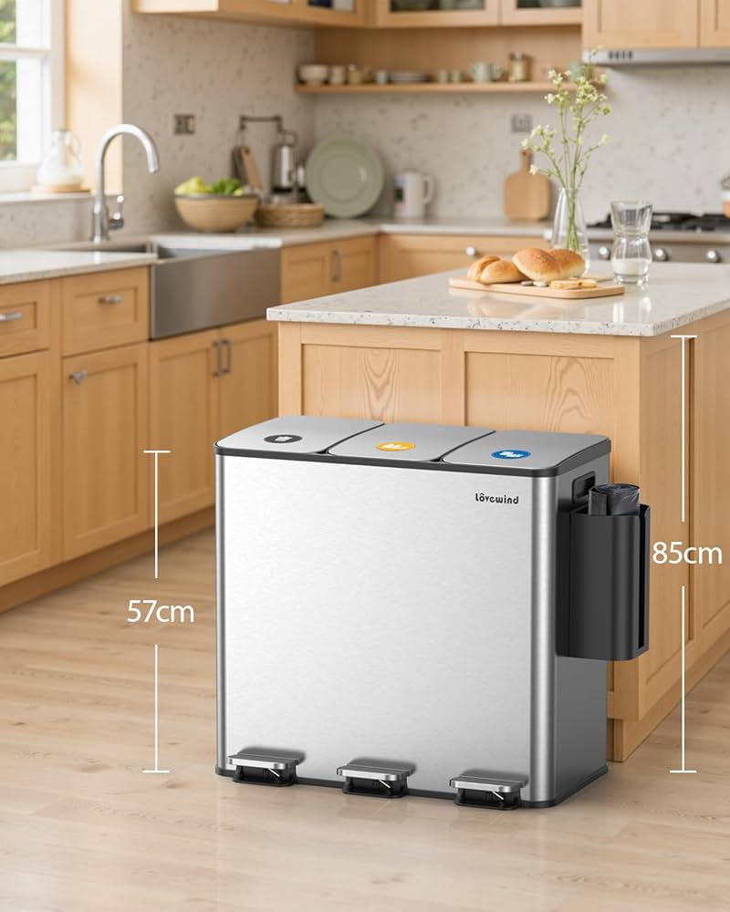Amazon｜Lovewind 3×20L キッチンゴミ箱 蓋付き 3コンパートメント