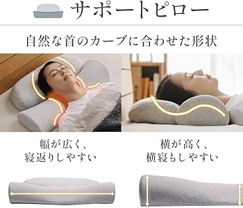 Amazon｜[CALQS ダブル枕PLUS ライトグレー] 枕 ピロー まくら 首 肩