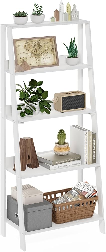 Amazon.com: Furinno Ladder Bookcase Display Shelf, 5-Tier, White
