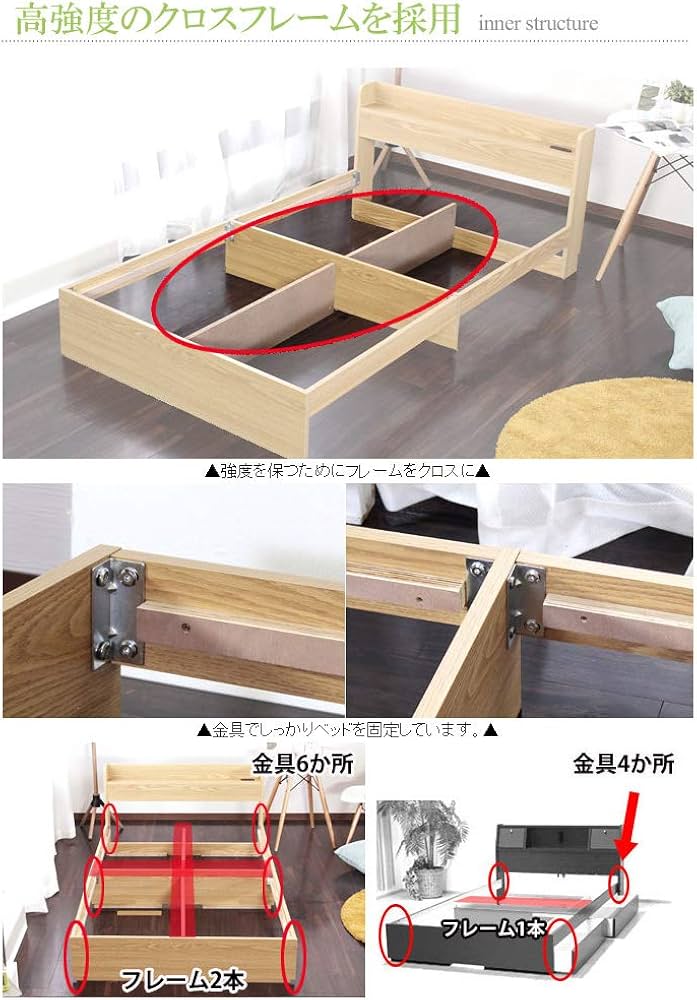 Amazon.co.jp: Bicksley Semi-Double Bed [Frame Only] Bet Semi