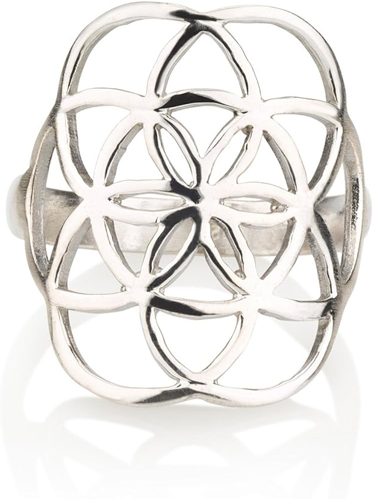 Amazon.com: Classic Seed of Life Ring Sterling Silver 925 Sizes Us