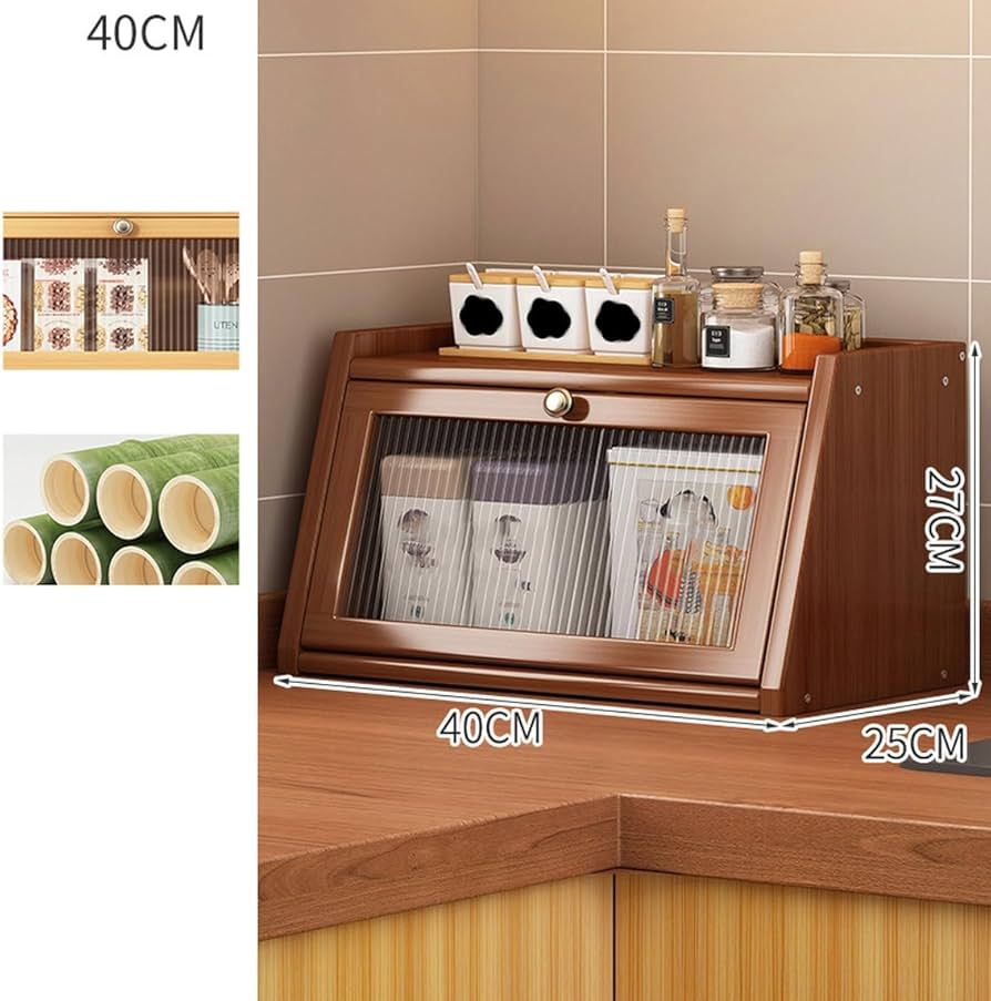 Amazon｜MJKQ9 食器棚 竹製 ガラス扉 収納キャビネット 透明