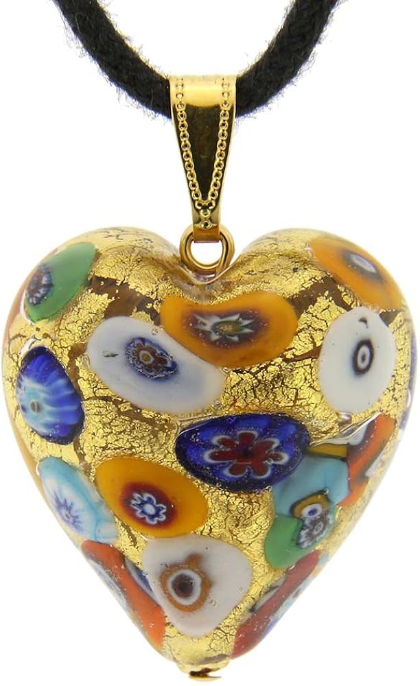 Amazon.com: Venice Murano Glass Heart Pendant Necklace - Klimt