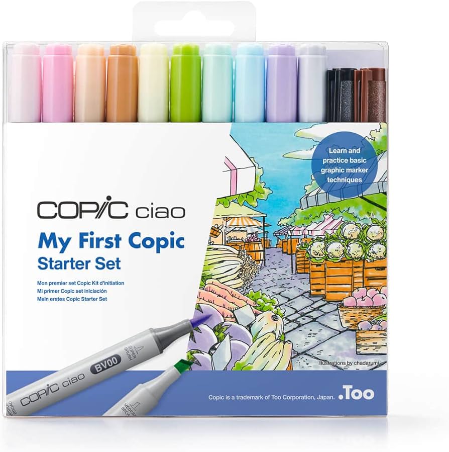 COPIC Kit Copic Ciao Marcador ponta dupla Start Estojo com 12