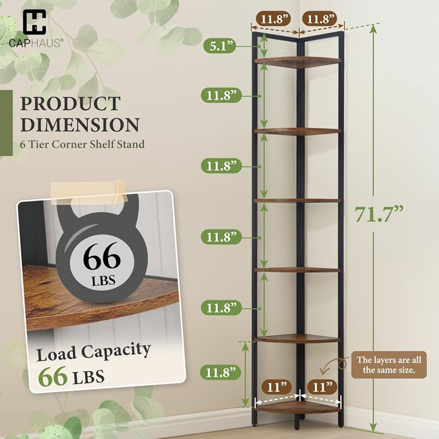 Amazon.com: CAPHAUS 6 Tier Corner Shelf, 71.1-Inch Tall Corner