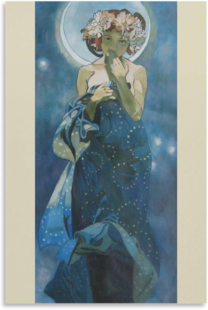 Amazon.co.jp: Alphonse Muchaアルフォンス・ミュシャ「月と星