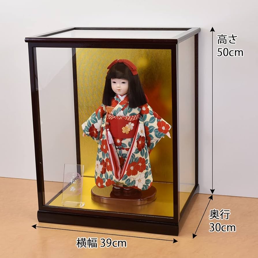 Amazon | 市松人形 ケース飾り コンパクト 抱き人形 松寿 紅白椿 8号