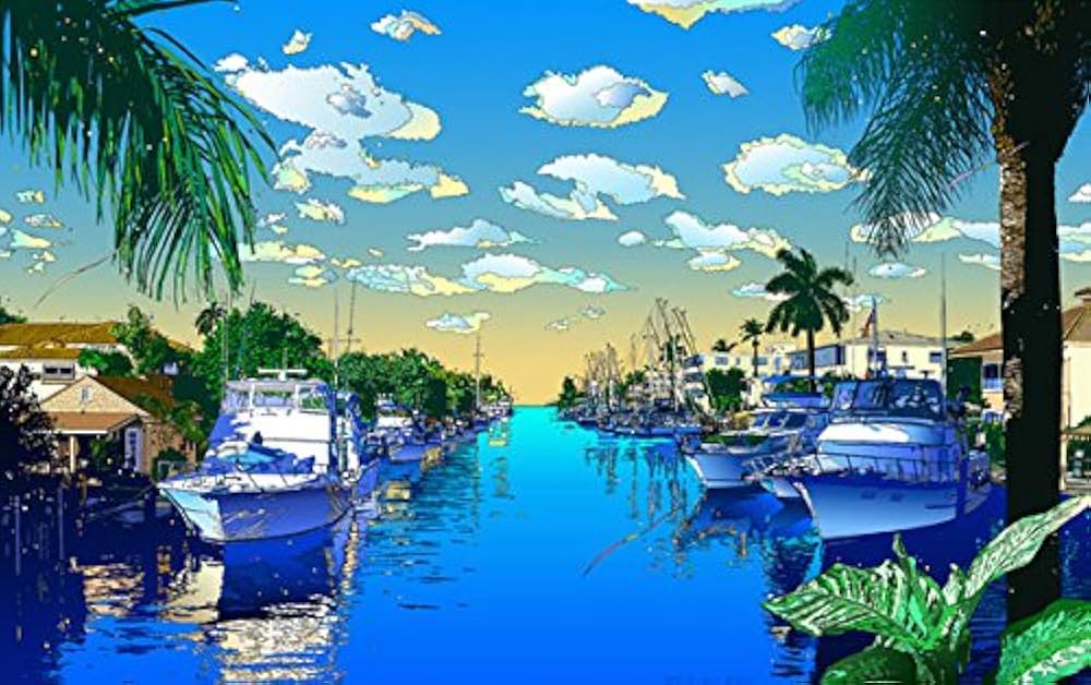 Amazon.co.jp: 鈴木英人 版画 「我が心のマイアミ」 : ホーム＆キッチン