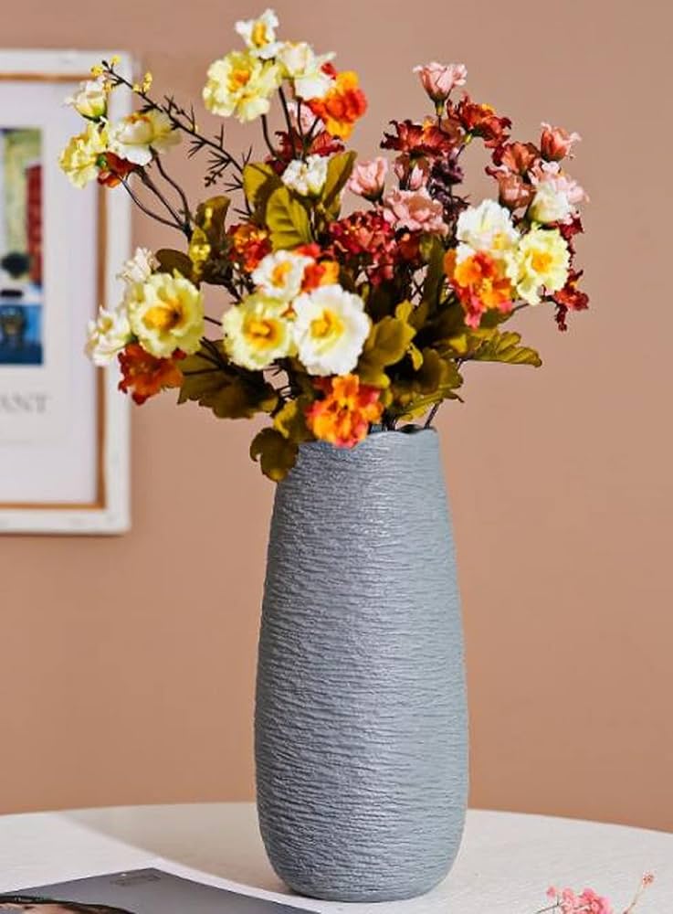 Amazon.co.jp: フラワーベース セラミック グレー 陶器 花瓶 北欧 日本